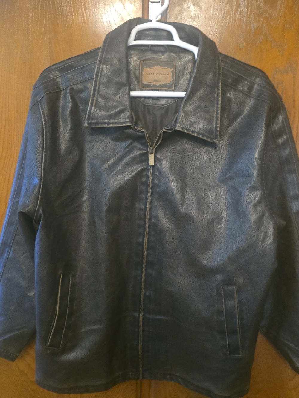 Vintage Arizona Jean Company Black Faux Leather Zip Jacket Size 3XL